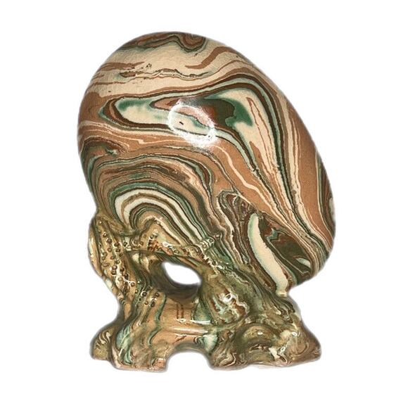 VTG 60s MCM Chinese Ceramic Art Sculpture Marbled Glaze  Abstract - Picture 2 of 6